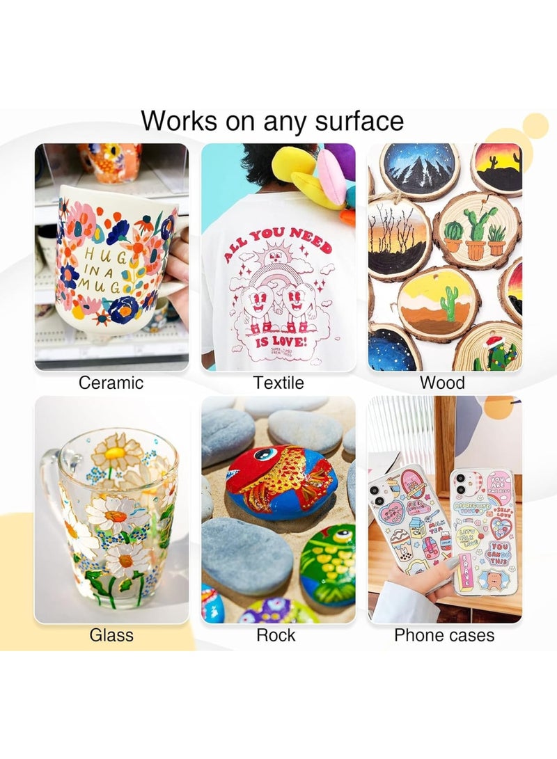 SOLARAE Acrylic Markers, 12 Colors Dual Tip Acrylic Paint Pens Markers, Premium Acrylic Markers, Paint Pens Paint Markers for Wood, Rock Painting, Glass, DIY Crafts, Canvas, Stone - Image 4