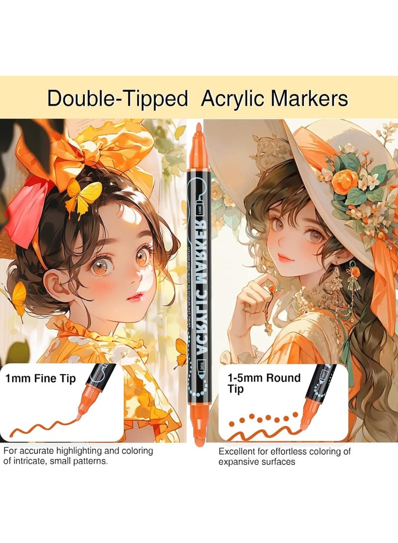 SOLARAE Acrylic Markers, 12 Colors Dual Tip Acrylic Paint Pens Markers, Premium Acrylic Markers, Paint Pens Paint Markers for Wood, Rock Painting, Glass, DIY Crafts, Canvas, Stone - Image 2