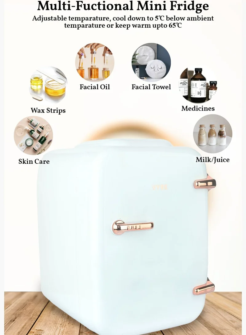 Bonhomie VYBE Mini Makeup Fridge, Portable Cosmetic Refrigerator, Used for Beauty Skin Care in Home and Car 4 L
