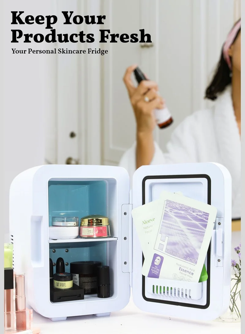 Bonhomie VYBE Mini Makeup Fridge, Portable Cosmetic Refrigerator, Used for Beauty Skin Care in Home and Car 4 L