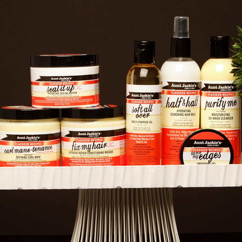 Aunt Jackie's Flaxseed Recipes Half & Half, Hydrating Silkening Hair Milk, For Daily Use, Enriched with Flaxseed, Coconet, Jojoba Oil, Shea Butter, Grapeseed and Ginseng, 12 Ounce Spray Bottle - Image 4