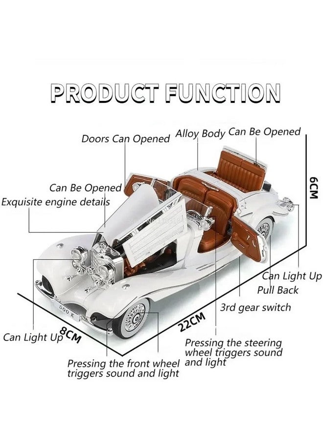 Magicwand® Die-Cast Zinc Alloy 1:24 Scale 1936 Merrc-Bennz Classic Large with 4 Openable Doors,Lights & Music & Working Steering【Cherry】【Pack of 1】 - Image 2