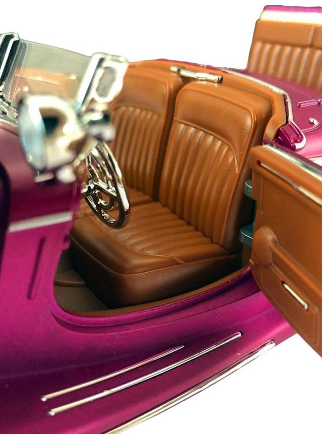 Magicwand® Die-Cast Zinc Alloy 1:24 Scale 1936 Merrc-Bennz Classic Large with 4 Openable Doors,Lights & Music & Working Steering【Cherry】【Pack of 1】 - Image 5