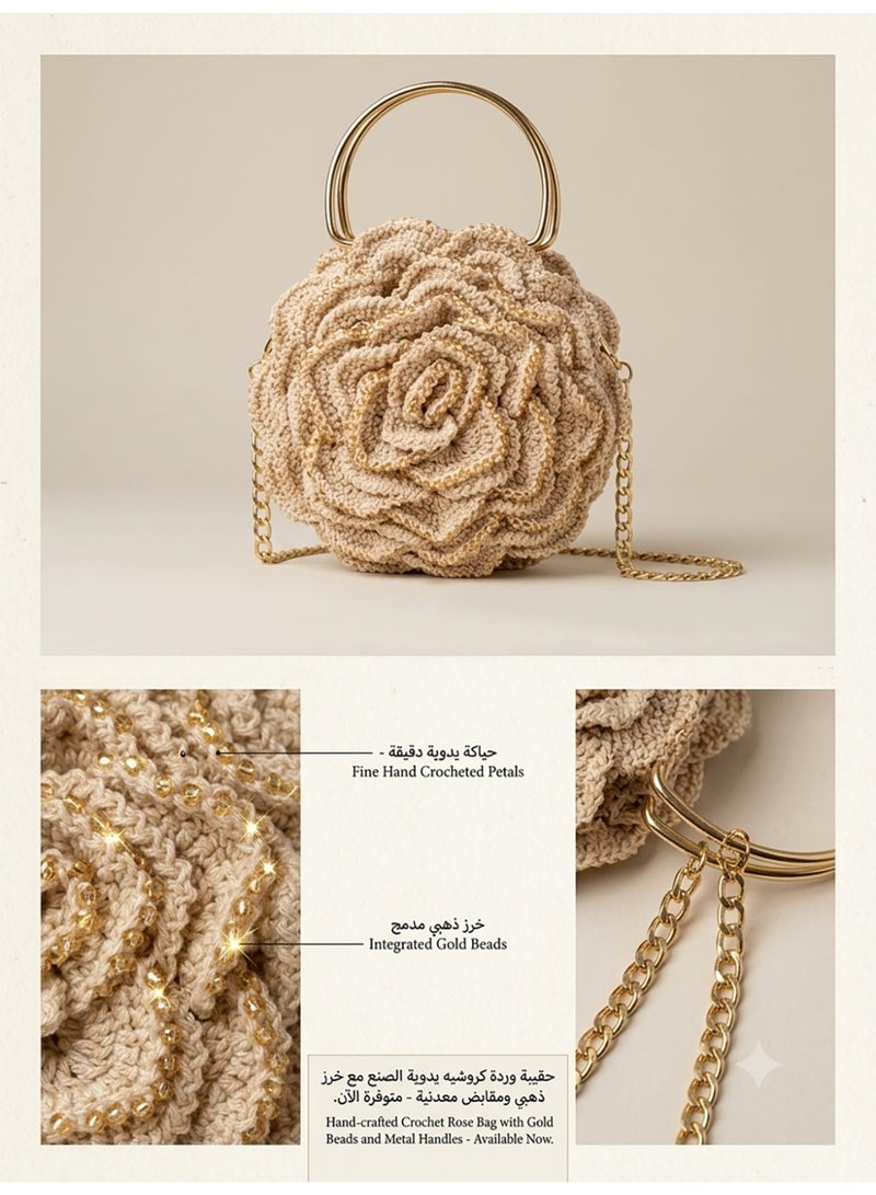 Women's shoulder bag in the shape of a rose, handmade from crocheted yarn. - Image 4