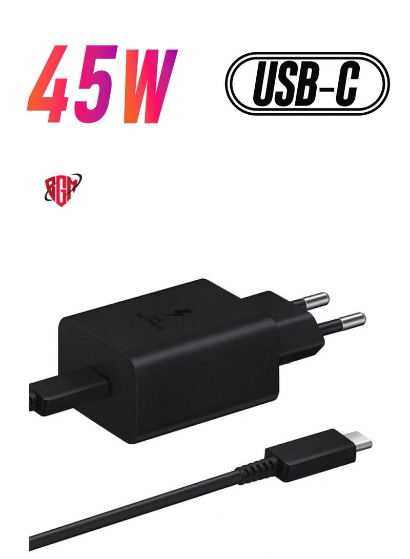 BGM Samsung 45W USB-C Super Fast Charging Wall Charger 45W - Black (US Version with Cable, Black - Image 1