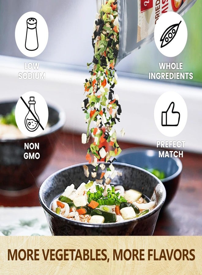 Yimi Miso Soup, Ramen Toppings, Freeze Dried Vegetables, Dehydrated Vegetables (Dehydrated Tofu, Wakame Seaweed, Green Onions, Spinach, Cabbage, Carrots, Mushrooms, Parsley), Not Miso Paste, 16 oz - Image 3