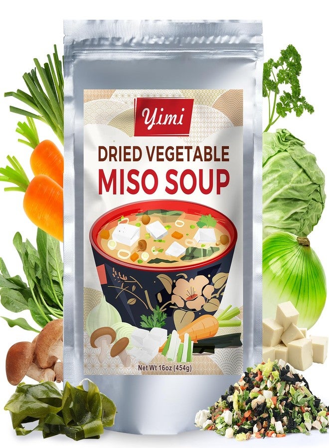 Yimi Miso Soup, Ramen Toppings, Freeze Dried Vegetables, Dehydrated Vegetables (Dehydrated Tofu, Wakame Seaweed, Green Onions, Spinach, Cabbage, Carrots, Mushrooms, Parsley), Not Miso Paste, 16 oz - Image 1