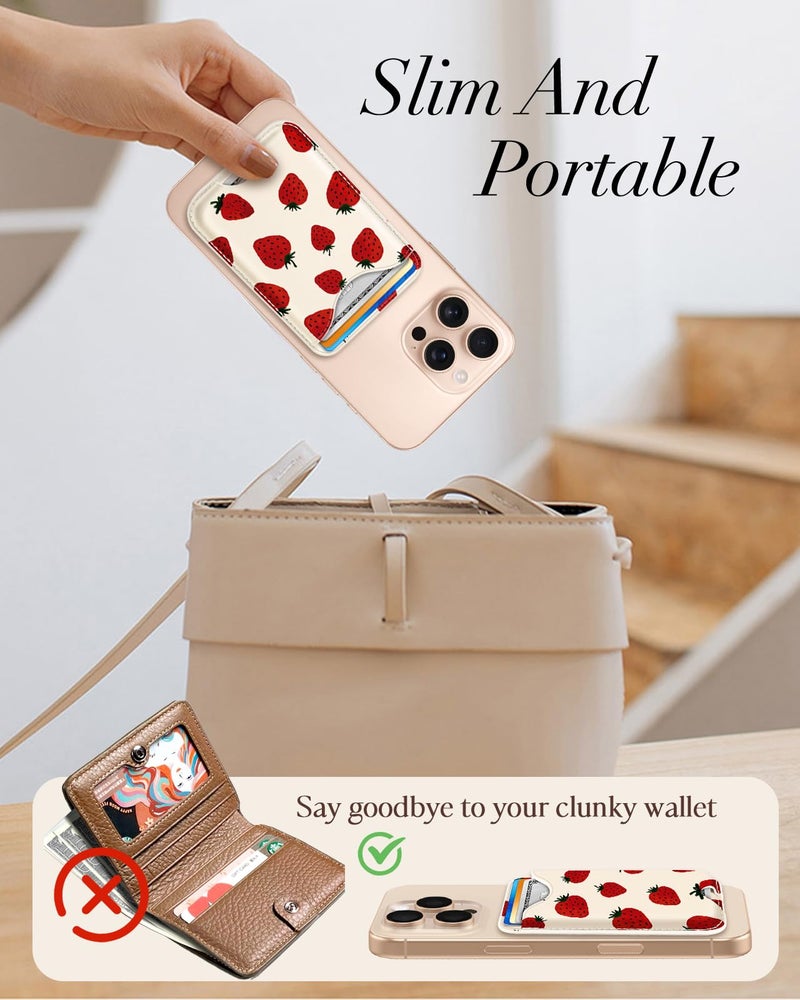 Shorogyt Compatible with Magsafe Wallet Magnetic Card Holder - Watercolor Phone Wallets for Women Teen Girls Cute for iPhone 17/16/15/14/13/12 Series Slim for Apple Mag RFID Magnet, Fit 3 Cards - Image 2