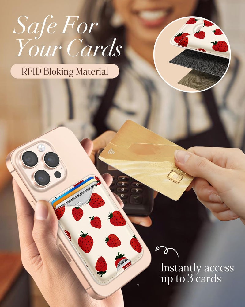 Shorogyt Compatible with Magsafe Wallet Magnetic Card Holder - Watercolor Phone Wallets for Women Teen Girls Cute for iPhone 17/16/15/14/13/12 Series Slim for Apple Mag RFID Magnet, Fit 3 Cards - Image 5
