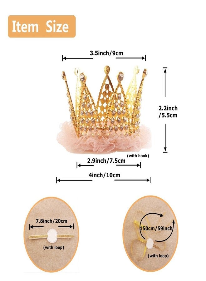 Nishine 2.9"x2.2" Toddler Girls Crown Headband with Replaceable Band Adjustable Hair Band Photography (Gold, Replaceable Band) - Image 3
