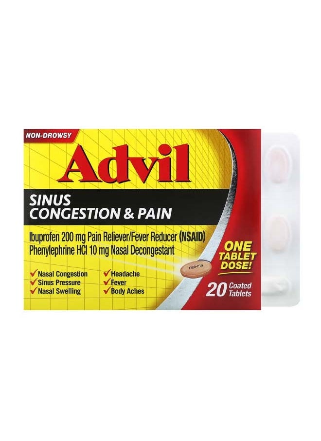 Advil Sinus Congestion And Pain Non-Drowsy  20 Coated Tablets  - Image 1