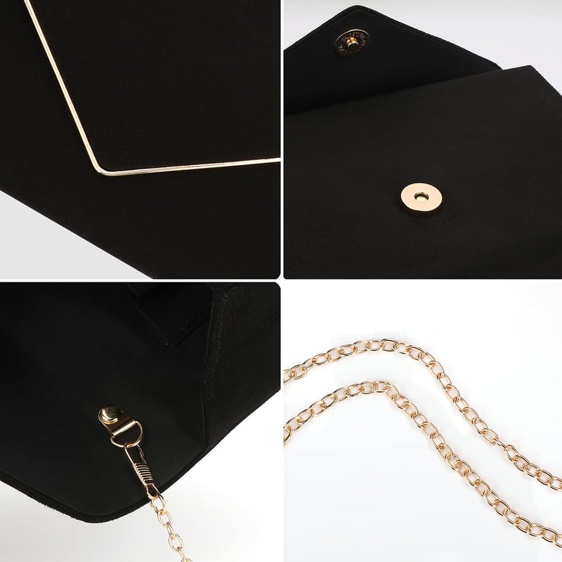 BBjinronjy Clutch Purse for Women Evening Bags Handbags for Wedding Party Cocktail Prom Faux Suede Crossbody Shoulder Bag - Image 3