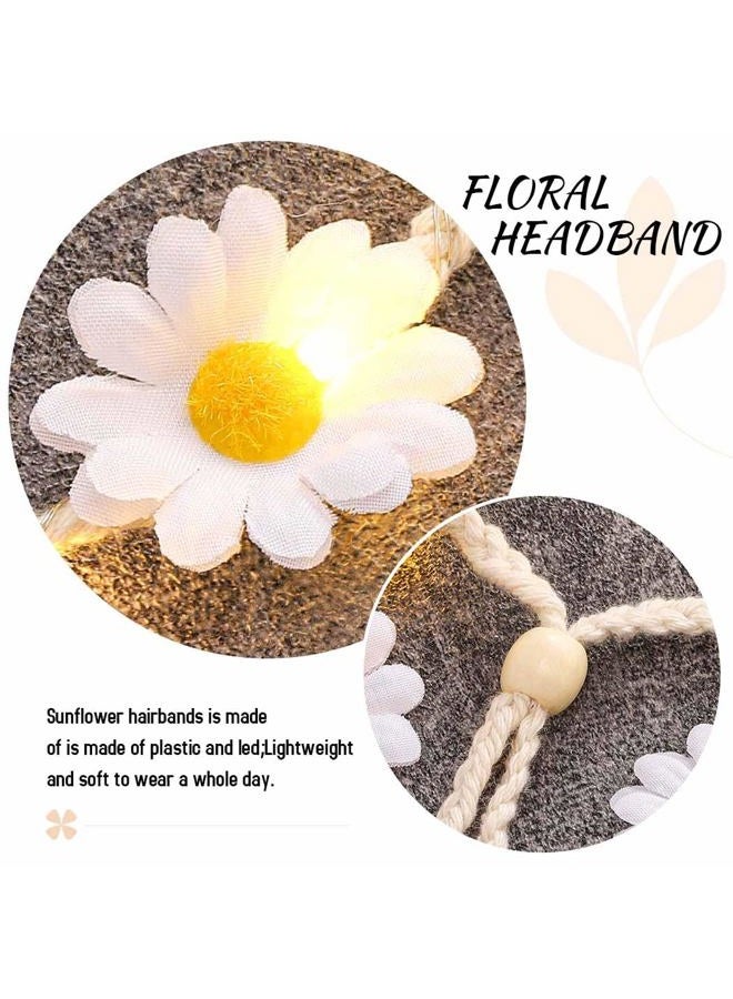 GORTIN Sunflower Headband Light up Daisy Flower Crown Bohemian Hippie Headpiece Sunflower Hair Accessories for Women - Image 5