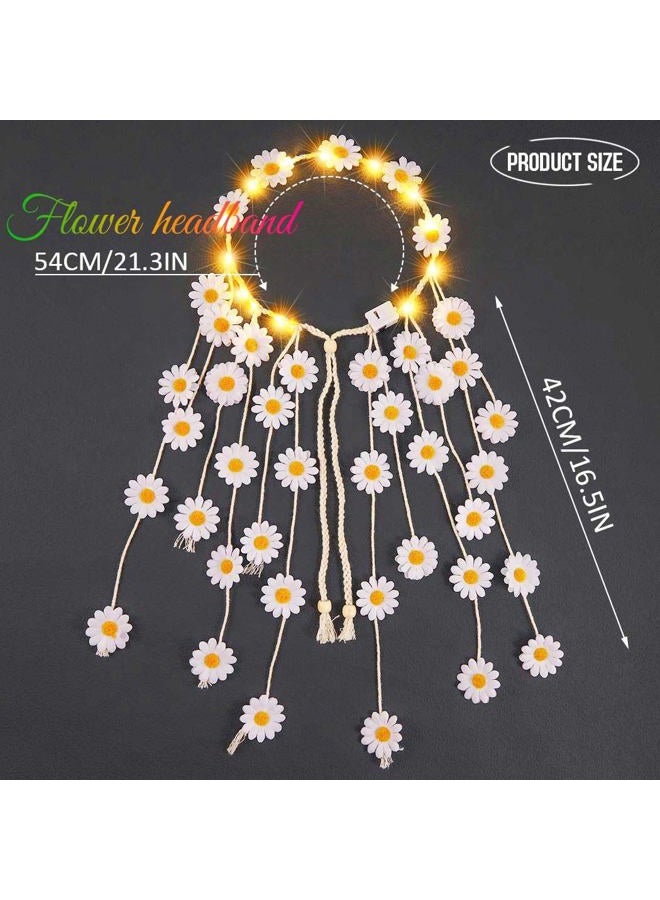 GORTIN Sunflower Headband Light up Daisy Flower Crown Bohemian Hippie Headpiece Sunflower Hair Accessories for Women - Image 4