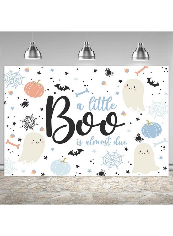 Ticuenicoa 6×4Ft Halloween Baby Shower Backdrop A Little Boo Is Almost Due Blue Ghost Bat Pumpkin Boys Kids Hey Boo 1St Birthday Party Photography Background First Birthday Party Banner Decor - Image 1