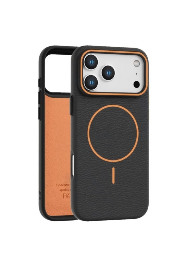 جراب iPhone 17 Pro Max، غطاء أساسي ماص للصدمات من مادة TPU، غطاء حماية (2025) - أسود وبرتقالي (أسود وبرتقالي) - Image 1