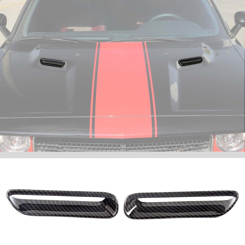 JWWY for Challenger Hood Air Conditioner Air Outlet Trim for 20092014 Dodge Challenger Accessories ABS Carbon Fiber 2pcs
