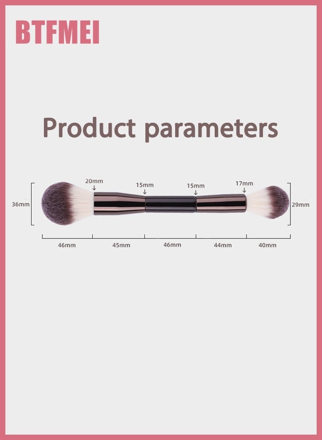 بتفمي مؤسسة مزدوجة النهاية وفرشة مسحوق - فرشاة مكياج مزدوجة النهاية مع رؤوس مستديرة - فرشات صناعية ناعمة للسائلات والكريم والمسحوق والاحمراء والمغطية - أداة خلط مهنية وصديقة للسفر - Image 2