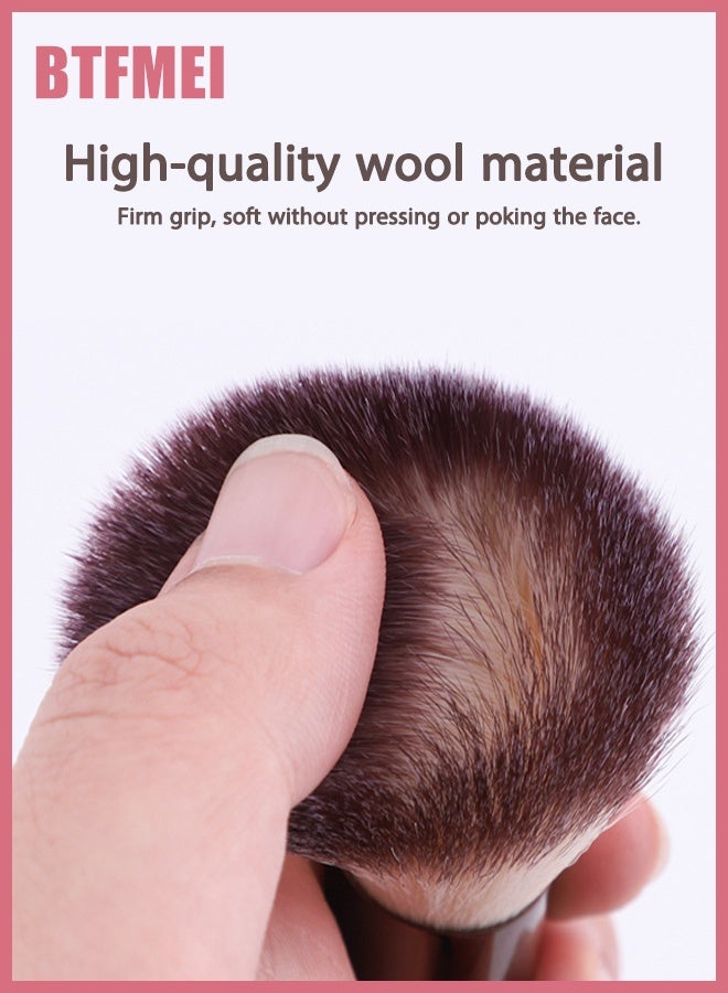 بتفمي مؤسسة مزدوجة النهاية وفرشة مسحوق - فرشاة مكياج مزدوجة النهاية مع رؤوس مستديرة - فرشات صناعية ناعمة للسائلات والكريم والمسحوق والاحمراء والمغطية - أداة خلط مهنية وصديقة للسفر - Image 3