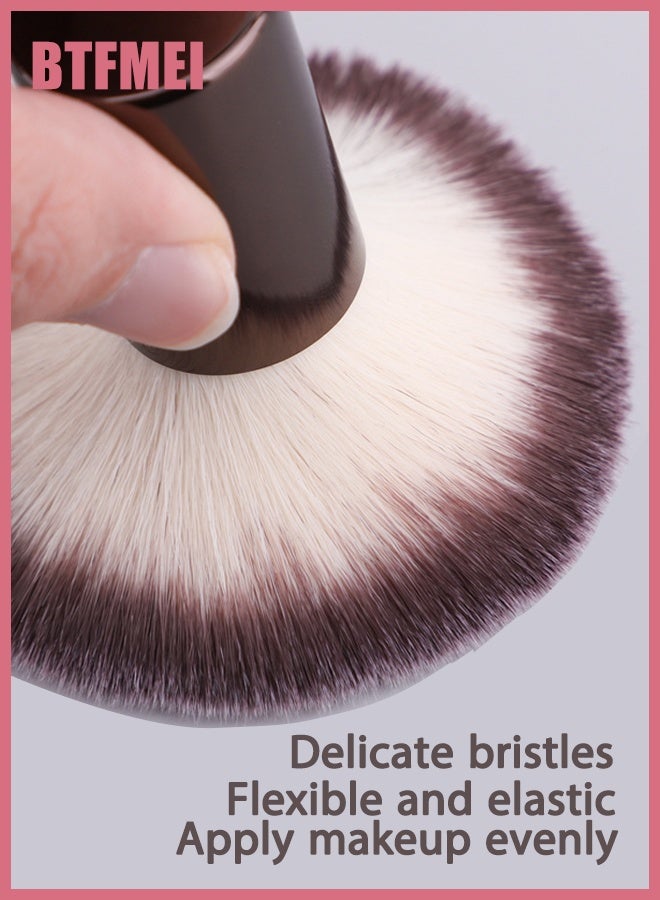 بتفمي مؤسسة مزدوجة النهاية وفرشة مسحوق - فرشاة مكياج مزدوجة النهاية مع رؤوس مستديرة - فرشات صناعية ناعمة للسائلات والكريم والمسحوق والاحمراء والمغطية - أداة خلط مهنية وصديقة للسفر - Image 4