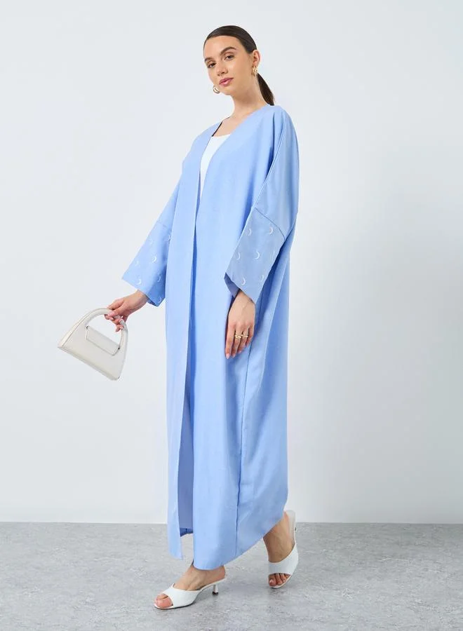 تايك تو Take Two Embroidered Sleeve Open Front Abaya