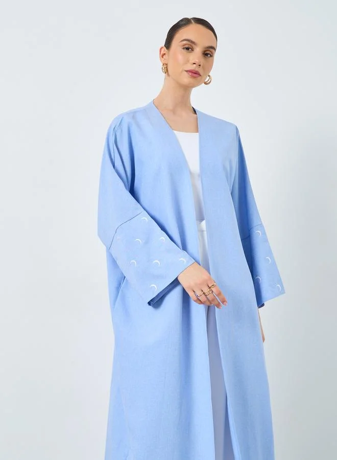 Take Two Take Two Embroidered Sleeve Open Front Abaya