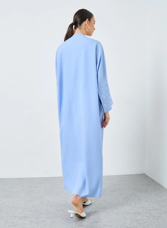 Take Two Take Two Embroidered Sleeve Open Front Abaya