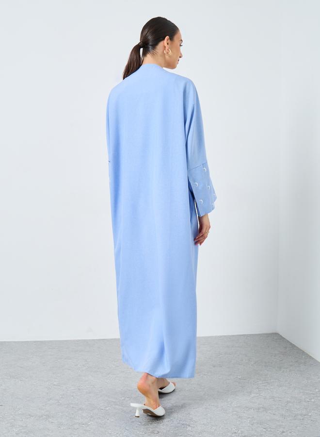 Take Two Embroidered Sleeve Open Front Abaya - Image 5