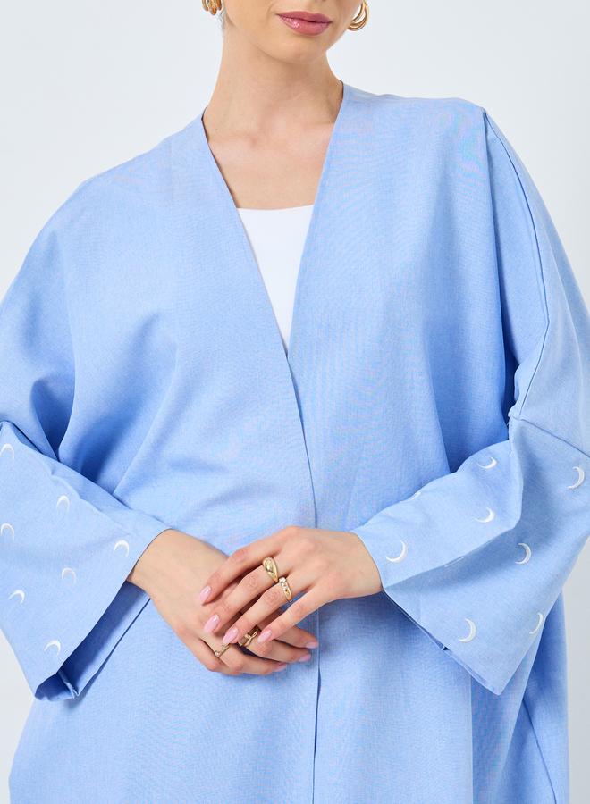 Take Two Embroidered Sleeve Open Front Abaya - Image 4