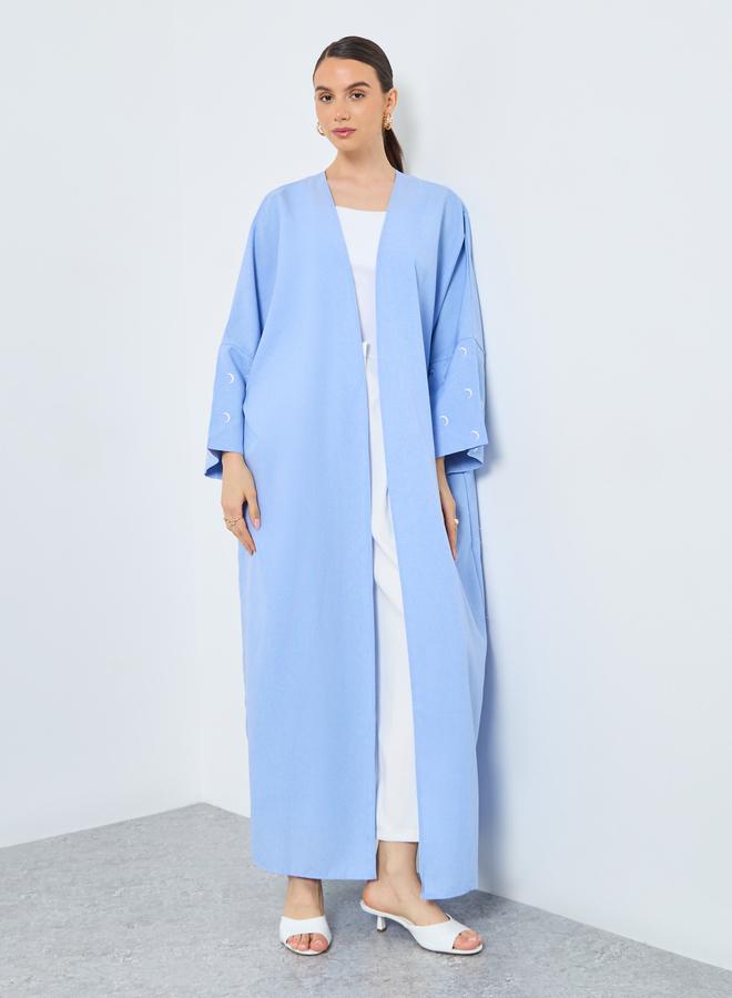 Take Two Embroidered Sleeve Open Front Abaya - Image 2