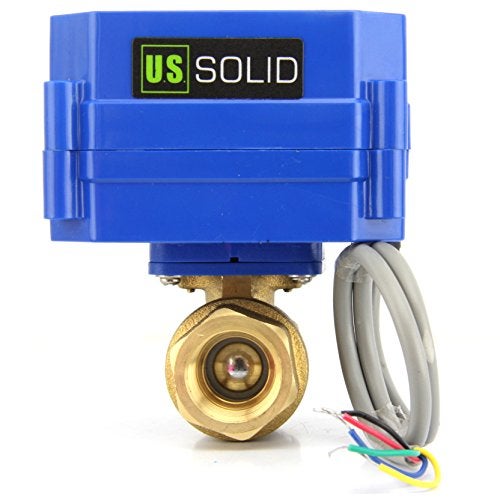 U.S. Solid 3/4" Motorized Ball Valve, Brass Electrical Valve with Full Port, 9-24V DC, 5 Wire Setup, Compatible with Indicator Lights for Open/Closed Position - Image 1