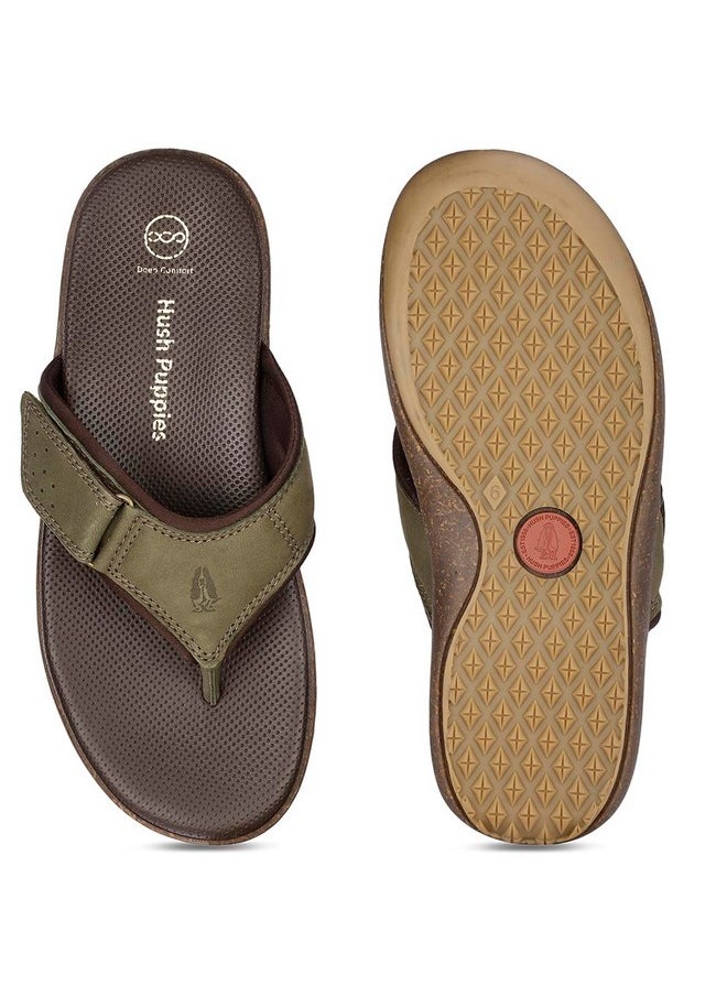 Hush Puppies - Hush Puppies Henery Thong Ndm Mens Casual Slippers In Green (7 Uk) - Image 1