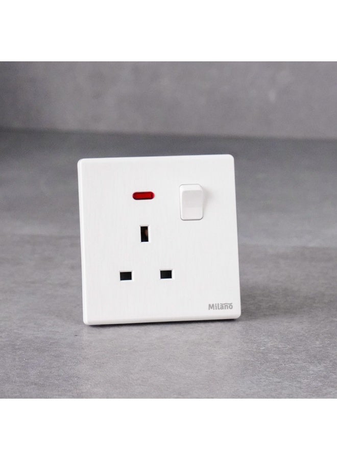 DANUBE HOME Milano 13A Socket With Neon For Modern Home Electrical Switches Sockets Outlets For Home Appliances Computers Dp Aura Wh - Image 1
