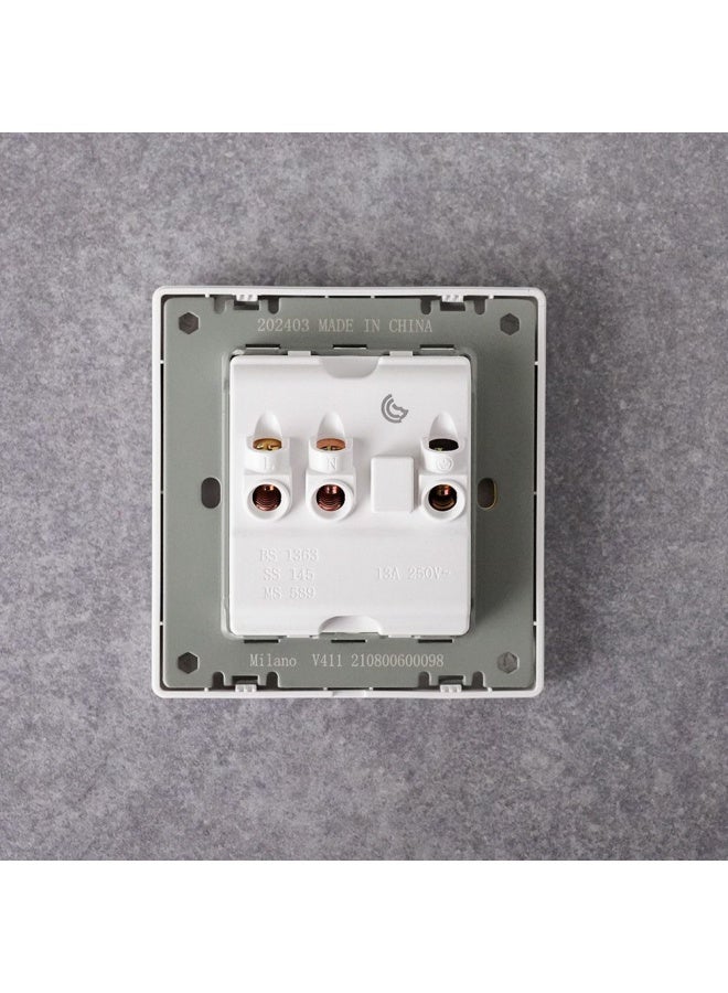 DANUBE HOME Milano 13A Socket With Neon For Modern Home Electrical Switches Sockets Outlets For Home Appliances Computers Dp Aura Wh - Image 2