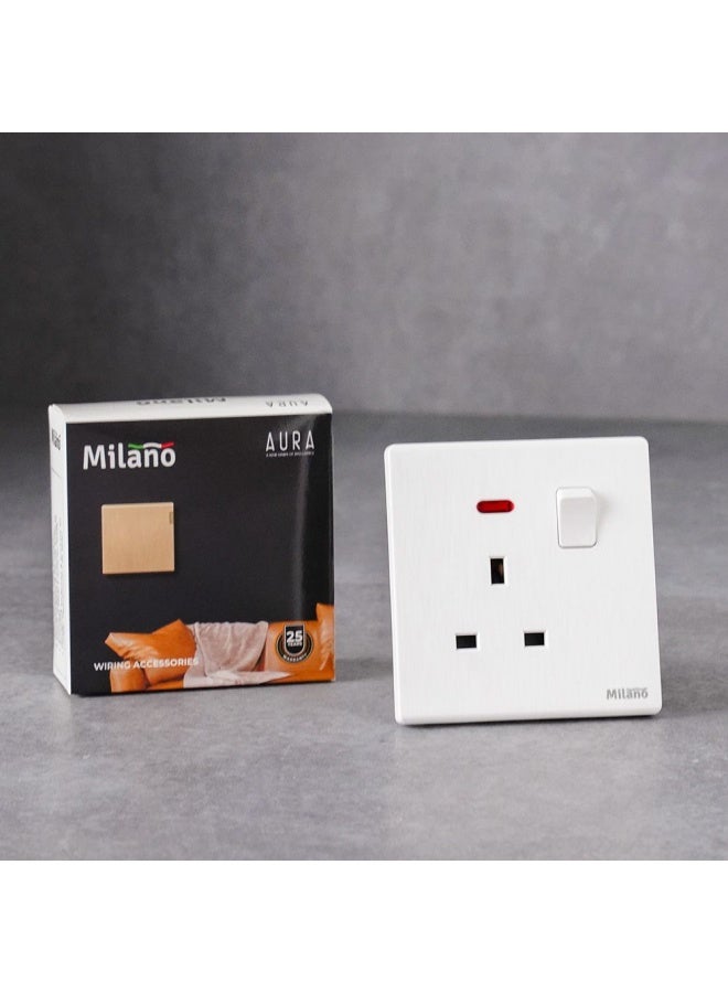 DANUBE HOME Milano 13A Socket With Neon For Modern Home Electrical Switches Sockets Outlets For Home Appliances Computers Dp Aura Wh - Image 3