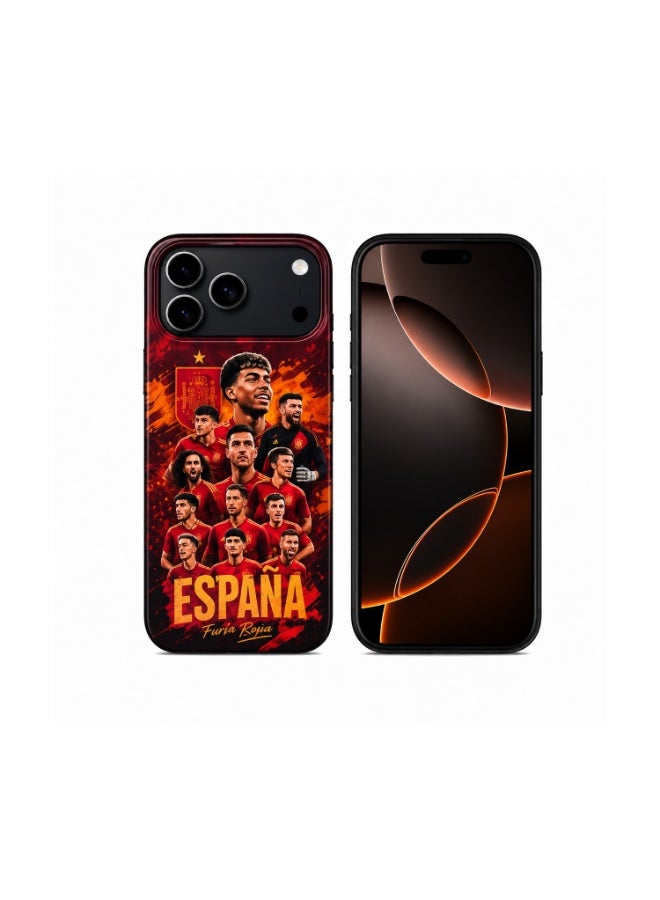 Lacoz Football Theme Spain Team Printed Slim Fit Anti-Scratch Back Case with Precision Cut-Outs and Comfortable Grip Shockproof Protective Cover Compatible With iPhone 16 Pro Max - Image 1