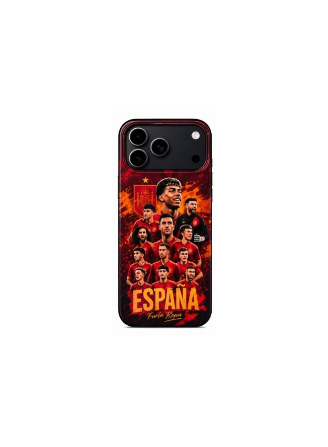 Lacoz Football Theme Spain Team Printed Slim Fit Anti-Scratch Back Case with Precision Cut-Outs and Comfortable Grip Shockproof Protective Cover Compatible With iPhone 16 Pro Max - Image 2