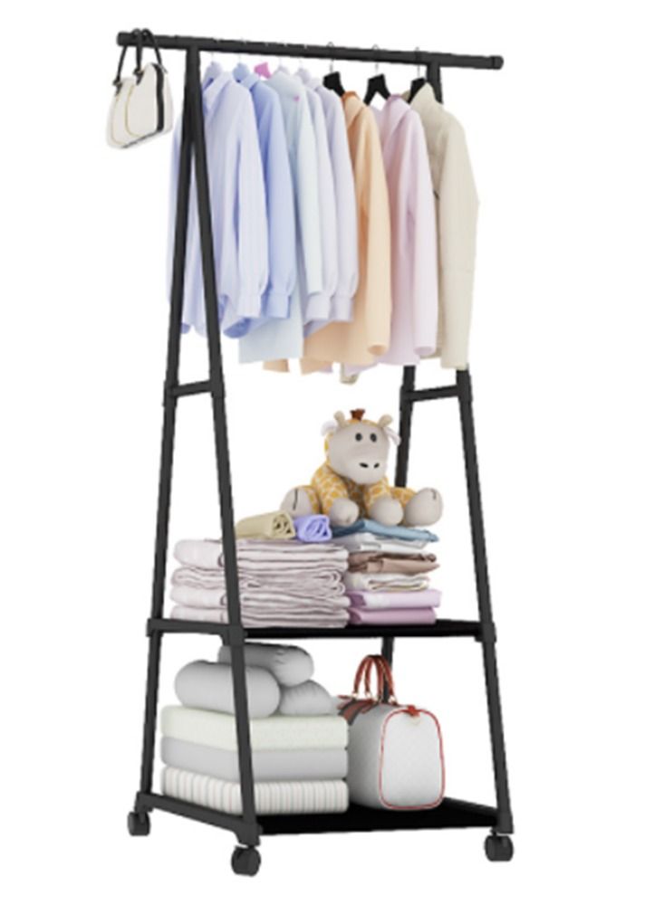 Arabest Multifunctional Triangle Coat Rack with Wheels - Black  - Image 1