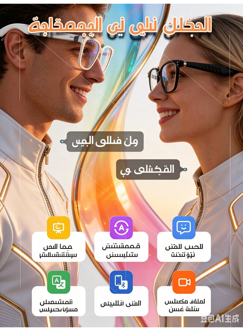 نظارات بلوتوث ذكية للرجال والنساء مع صوت مفتوح الأذن، تحكم صوتي، ترجمة فورية وحماية من الأشعة فوق البنفسجية - Image 5