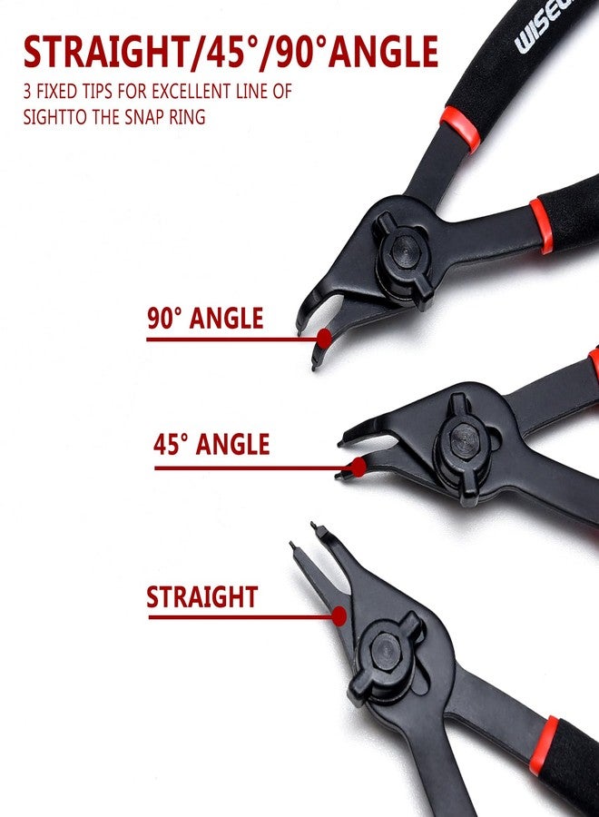 WISEUP 12 Pcs Snap Ring Pliers Set, Heavy Duty Internal/External Circlip Pliers Kit tool, Straight/Bent Jaw Tips with Storage Case for C-Clip Ring Remover - Image 3