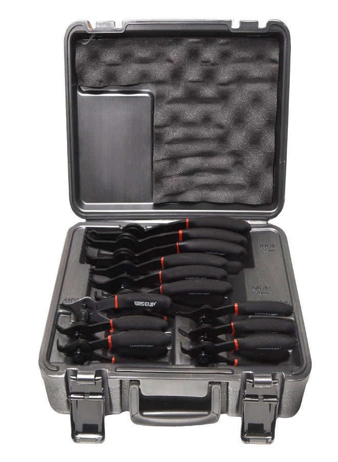 WISEUP 12 Pcs Snap Ring Pliers Set, Heavy Duty Internal/External Circlip Pliers Kit tool, Straight/Bent Jaw Tips with Storage Case for C-Clip Ring Remover - Image 1