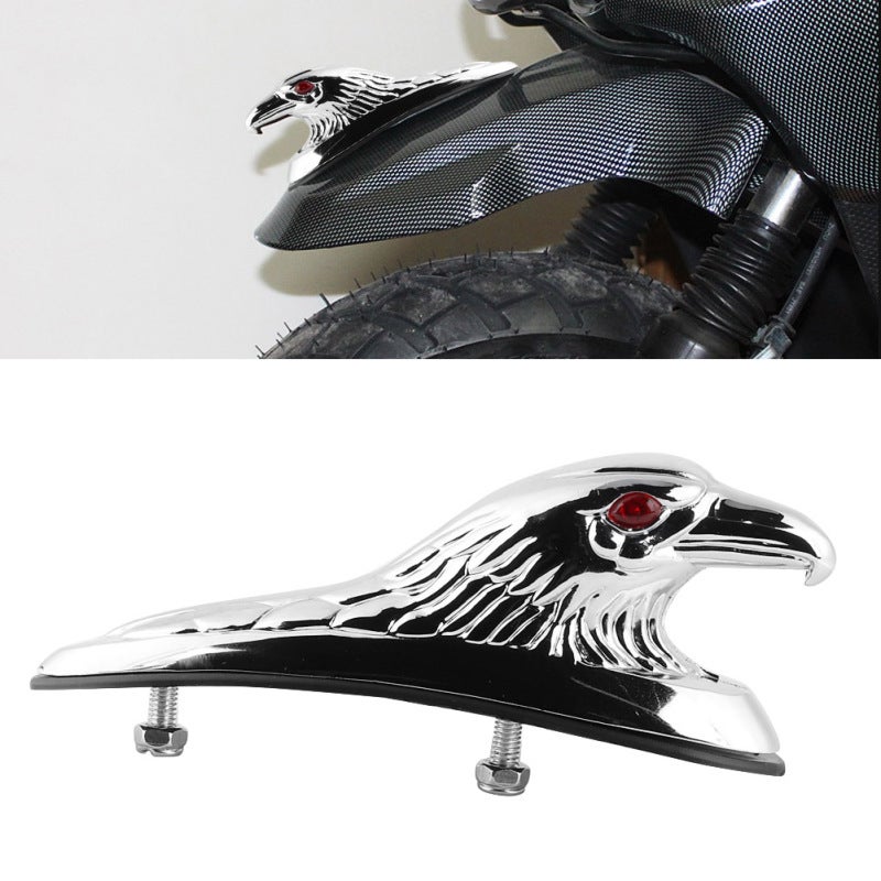 Motorcycle Mudguard Ornament 6mm Bolts Vivid Eagle Head Statue With Red Eyes - Fender Ornament Aluminum Chrome Gold Finish for Suzuki - Image 4