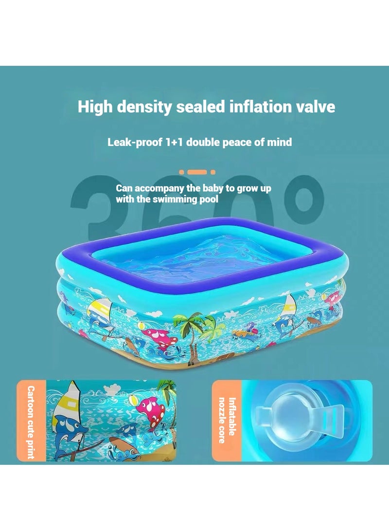 Inflatable Swimming Pool, Thickened Large Kiddle Pool, Blowup Pool for Summer Water Party, Family Swimming Pool for Backyard Garden Outdoor Indoor (180x140x55cm)  - Image 4