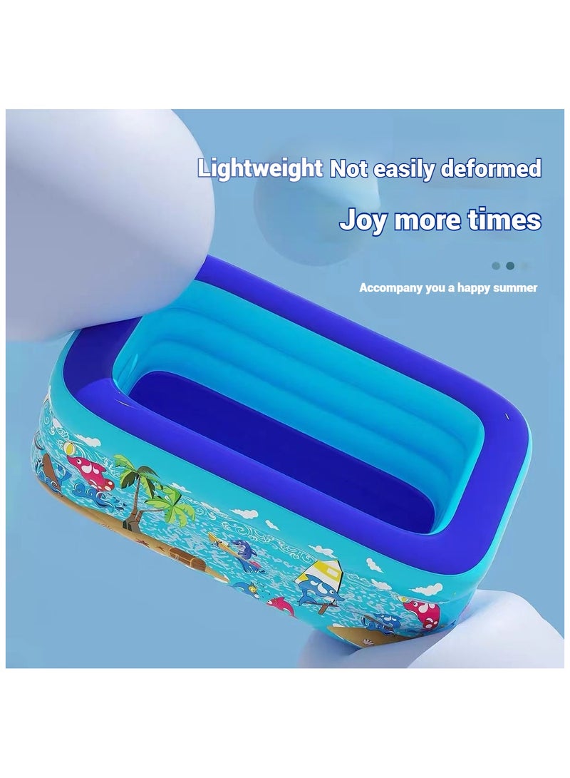 Inflatable Swimming Pool, Thickened Large Kiddle Pool, Blowup Pool for Summer Water Party, Family Swimming Pool for Backyard Garden Outdoor Indoor (180x140x55cm)  - Image 5