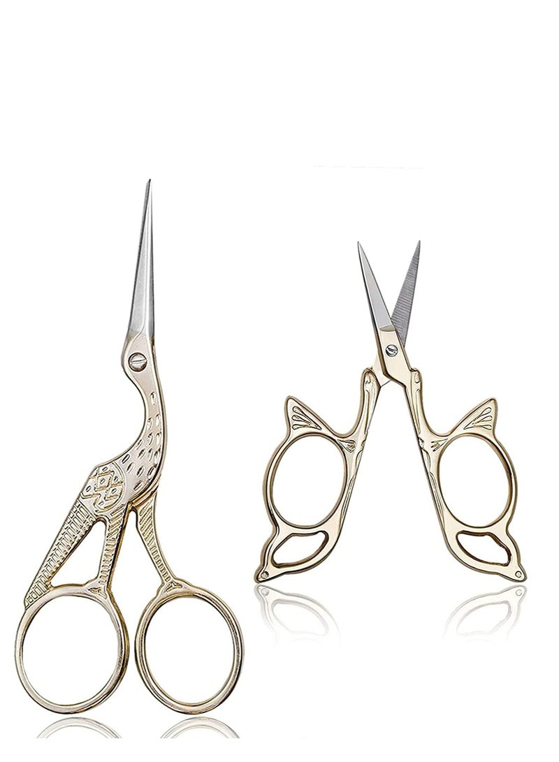 SYOSI Embroidery Scissors, Classic Stork Gold Stainless Steel Sharp Tip Crane, and Butterfly Design DIY Tools, Sewing, Craft, ArtWork, and Everyday Use - Image 1