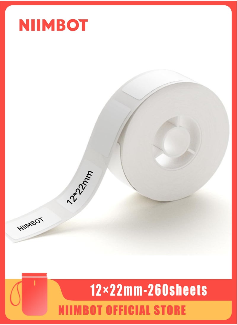 NIIMBOT D11/D110/D101 Label Maker Tape Adhesive White Label Sticker Waterproof Thermal Label Paper for Barcode Printing 12*22mm White  - Image 1