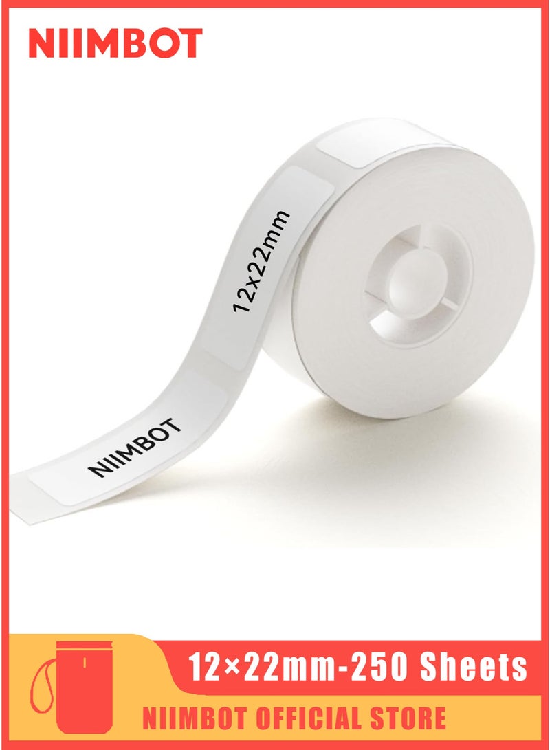 NIIMBOT D11/D110/D101 Label Maker Tape Adhesive White Label Sticker Waterproof Label Paper Thermal Label Paper for Barcode Printing 12*22mm, White - Image 1