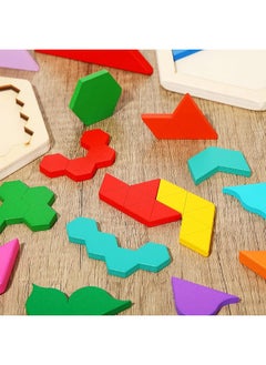Jerify 5 Pack Wooden Hexagon Puzzle for Kid Shape Pattern Block Brain Teaser Puzzles Wood Block Puzzle Geometric Tangram Puzzle Hexagon Wooden Puzzle for Jigsaw 3D Logic IQ Game Gift (Geometry)  - Image 2
