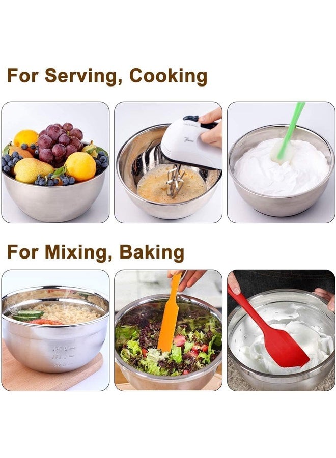 DUNISO 5Pcs Stainless Steel Mixing Bowls with Airtight Lids, Nesting Salad Bowls for Space-Saving Storage, Metal Serving Bowl for Kitchen Baking/Cooking/Prepping, Size 18, 20,22, 24, 26cm - Image 2