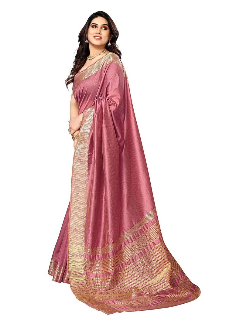 Sidhidata Women's Assam Silk Saree with Unstitched Blouse Piece - Elegant Onion Color for Festivals and Weddings - Image 5